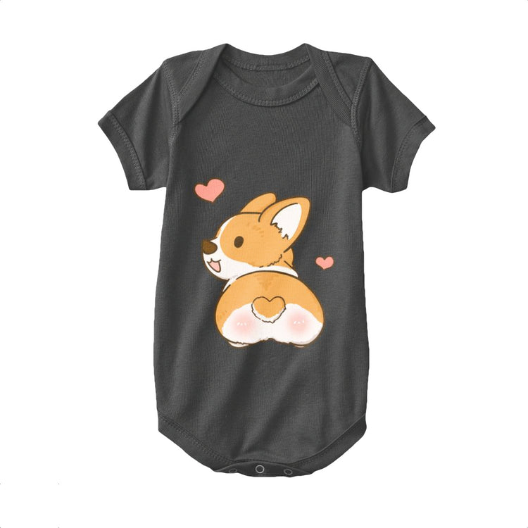 Black,Baby Onesie,Welsh Corgi,Corgi With Heart Tail