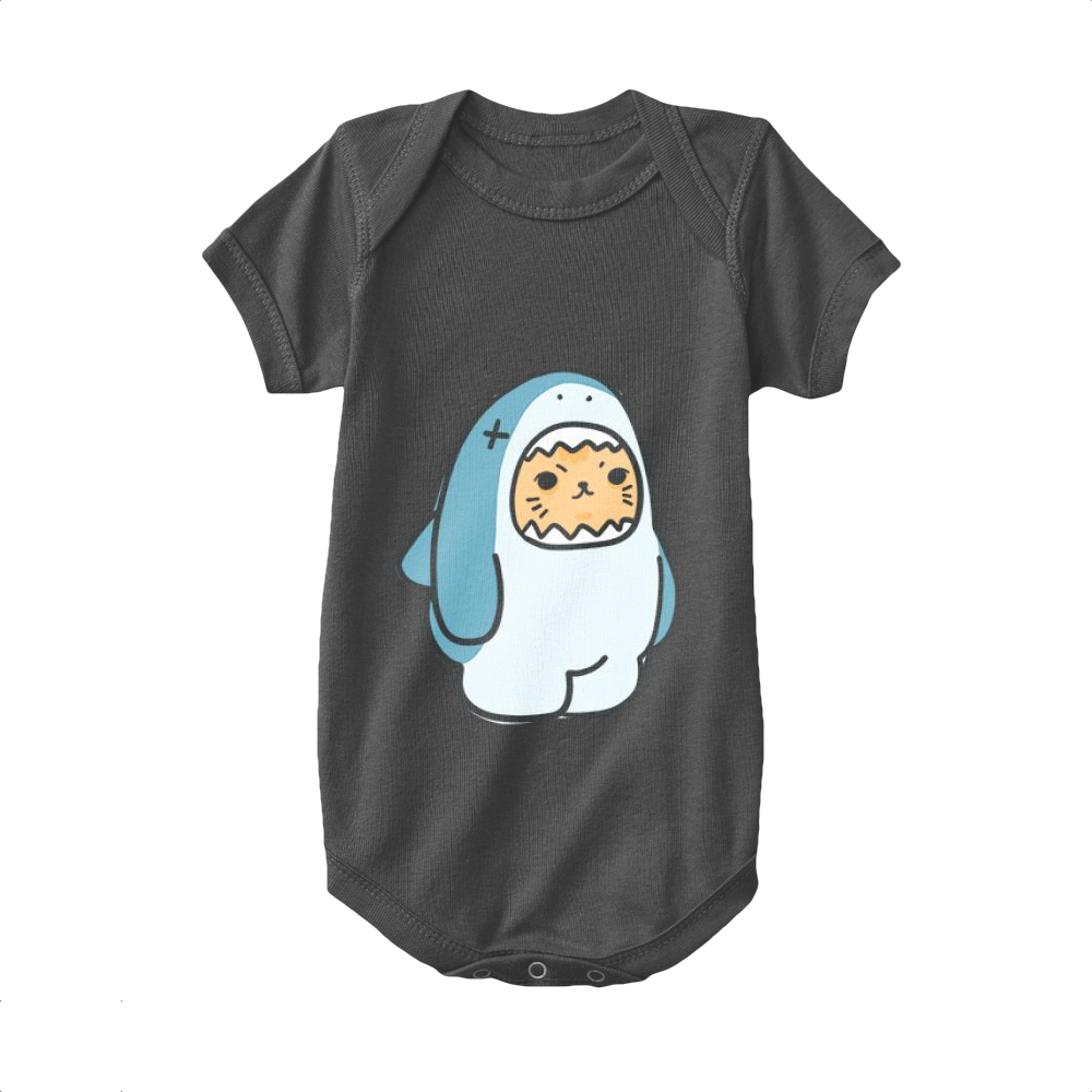Black,Baby Onesie,Shark,Cat And Fish