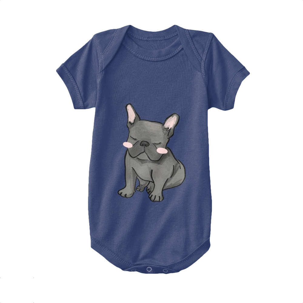 Navy,Baby Onesie, French Bulldog,Sit And Sleep