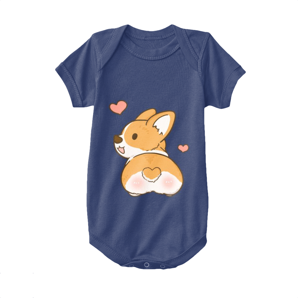 Navy,Baby Onesie,Welsh Corgi,Corgi With Heart Tail