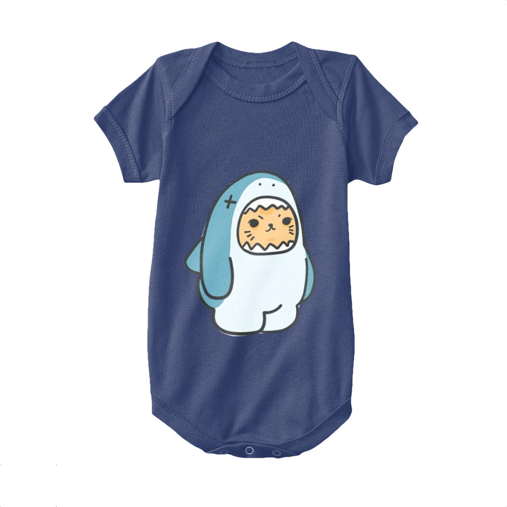 Navy,Baby Onesie,Shark,Cat And Fish