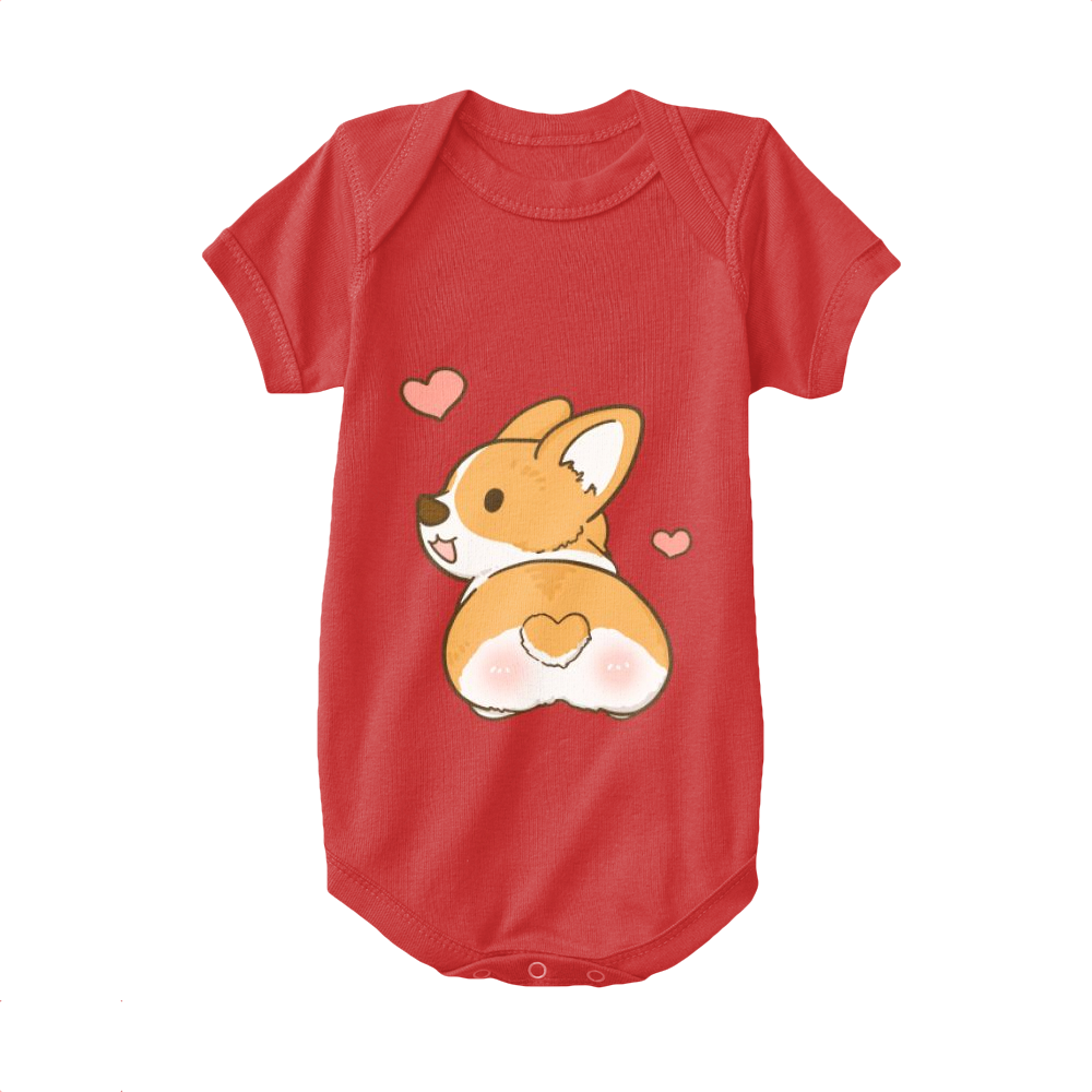 Red,Baby Onesie,Welsh Corgi,Corgi With Heart Tail