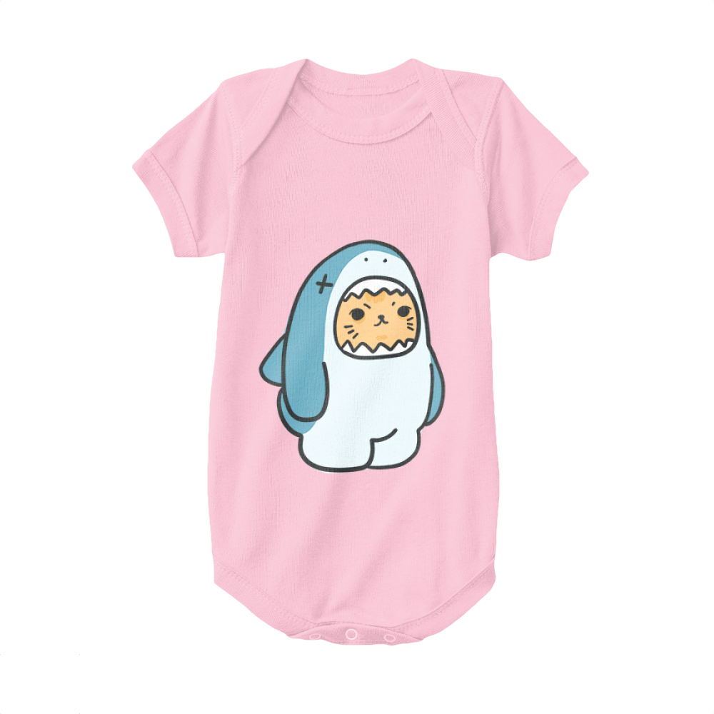 Pink,Baby Onesie,Shark,Cat And Fish