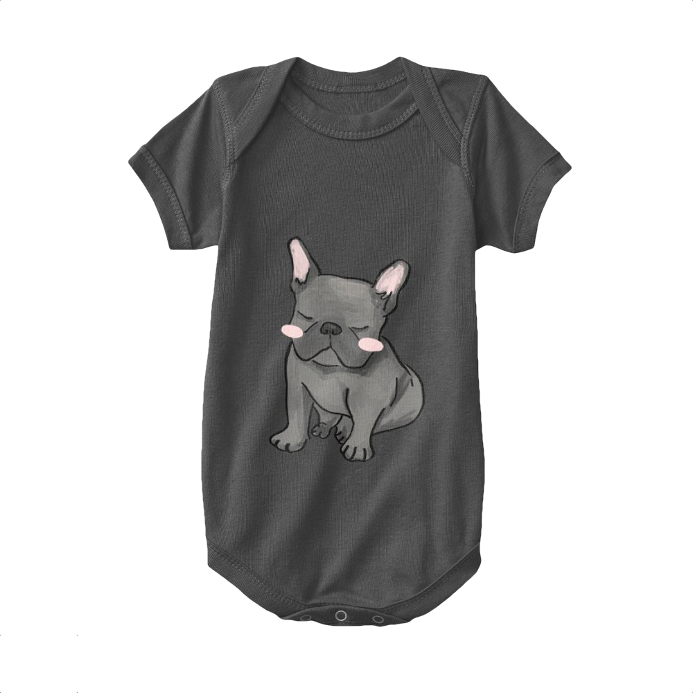 Black,Baby Onesie, French Bulldog,Sit And Sleep