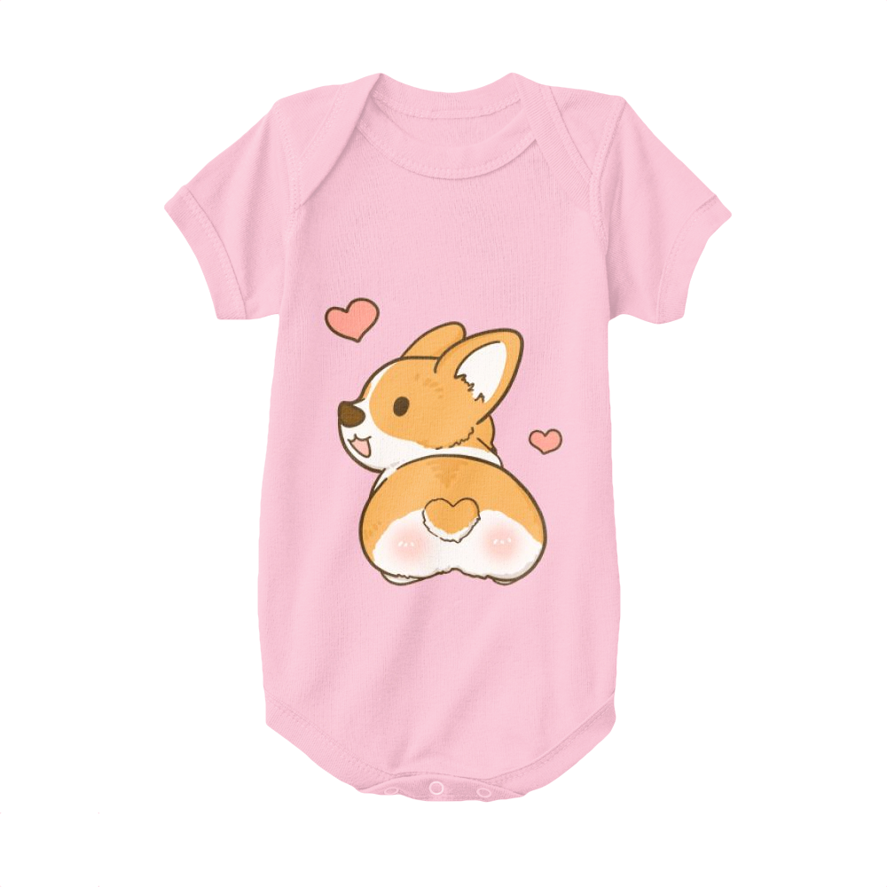 Pink,Baby Onesie,Welsh Corgi,Corgi With Heart Tail