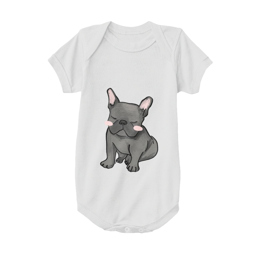 White,Baby Onesie, French Bulldog,Sit And Sleep
