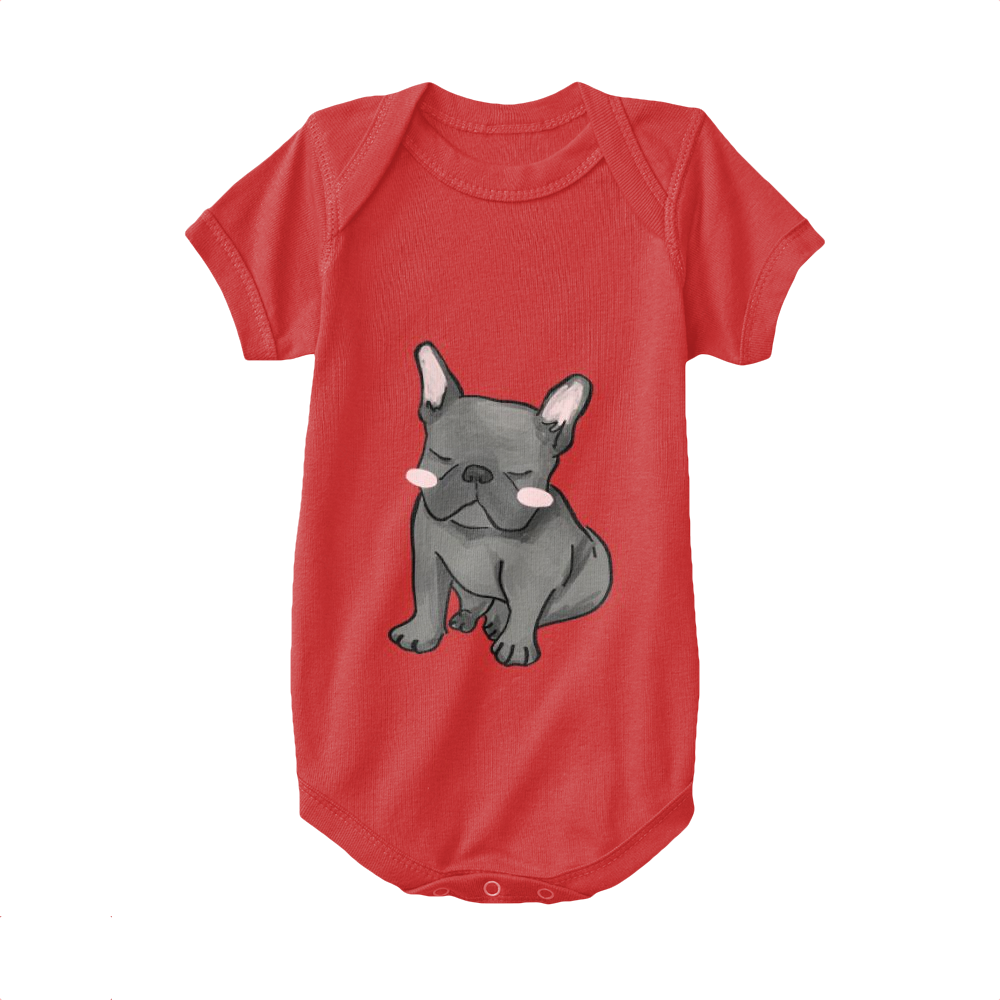 Red,Baby Onesie, French Bulldog,Sit And Sleep