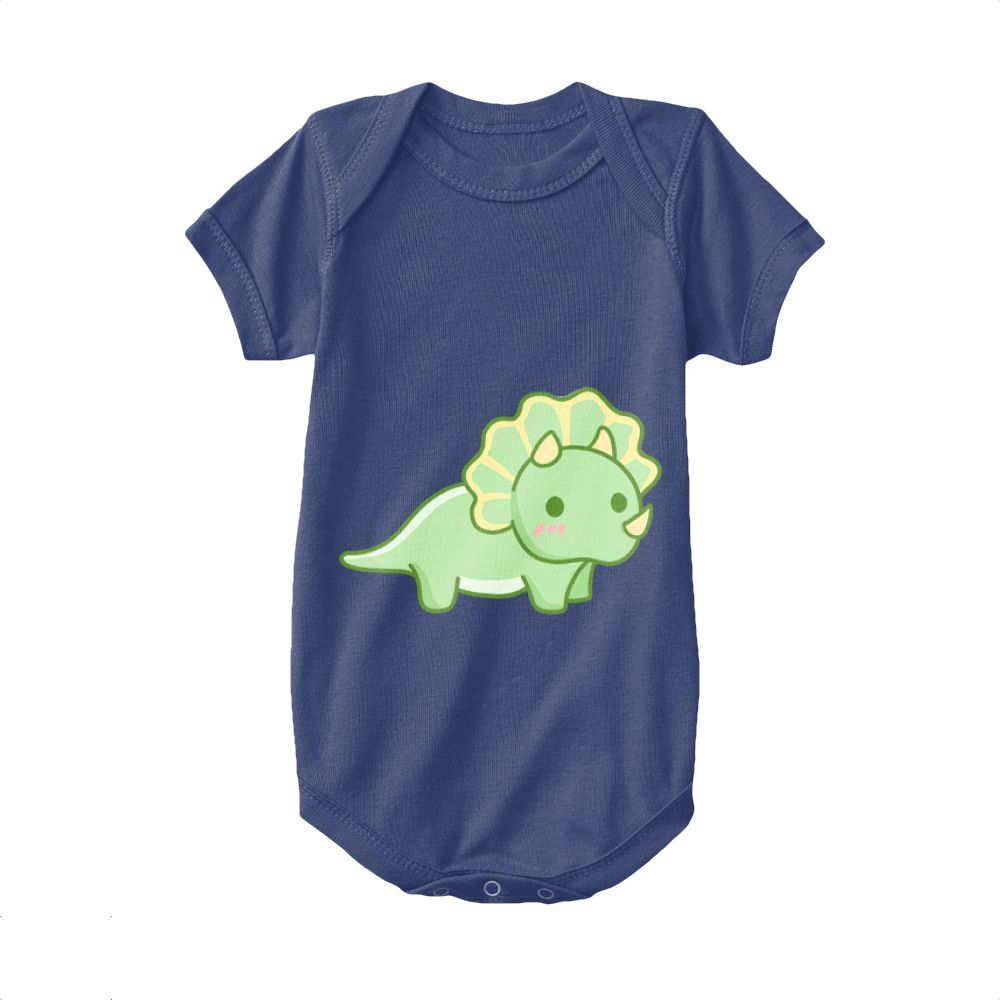 Navy,Baby Onesie,Dinosaur,Herbivore Triceratops