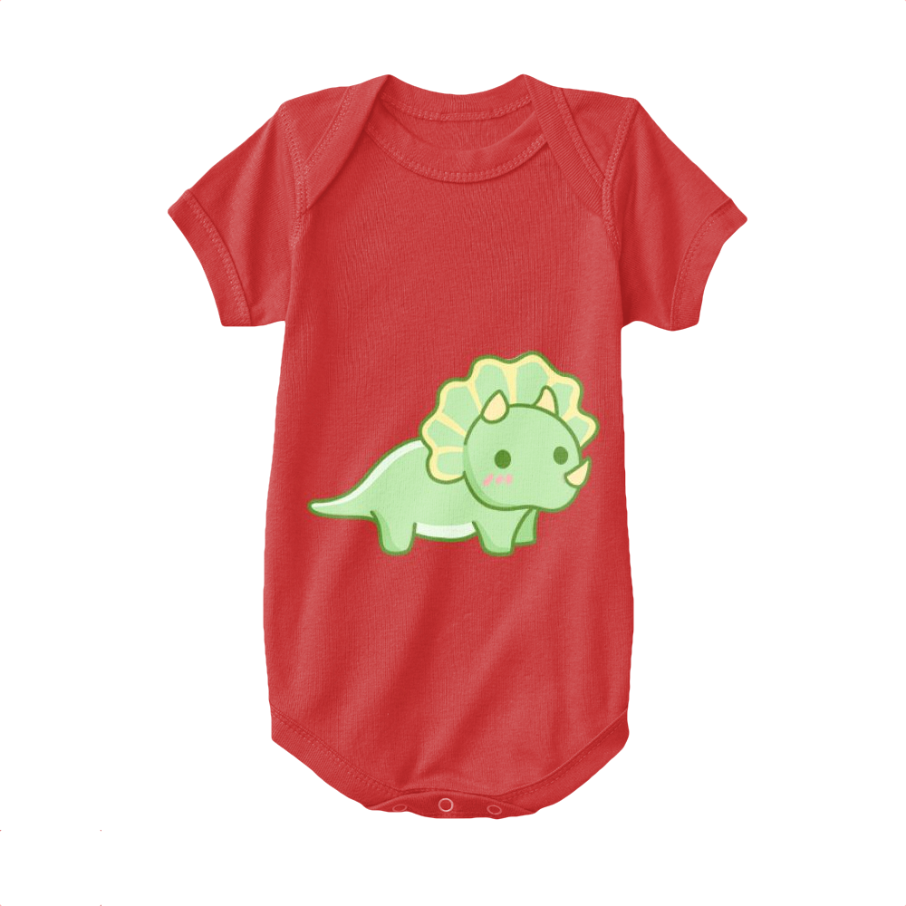 Red,Baby Onesie,Dinosaur,Herbivore Triceratops