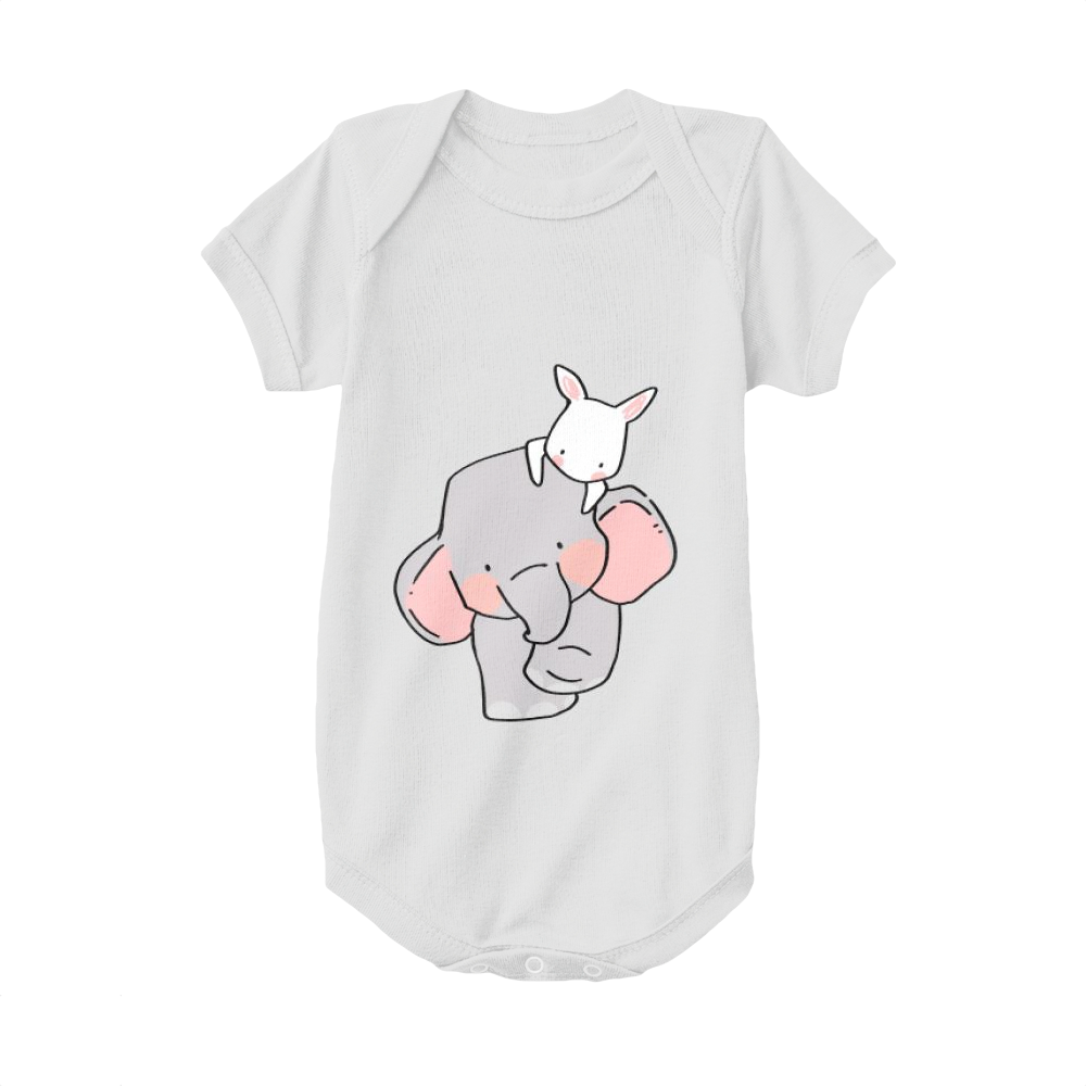 White,Baby Onesie,Elephant,Elephant And Little White Rabbit