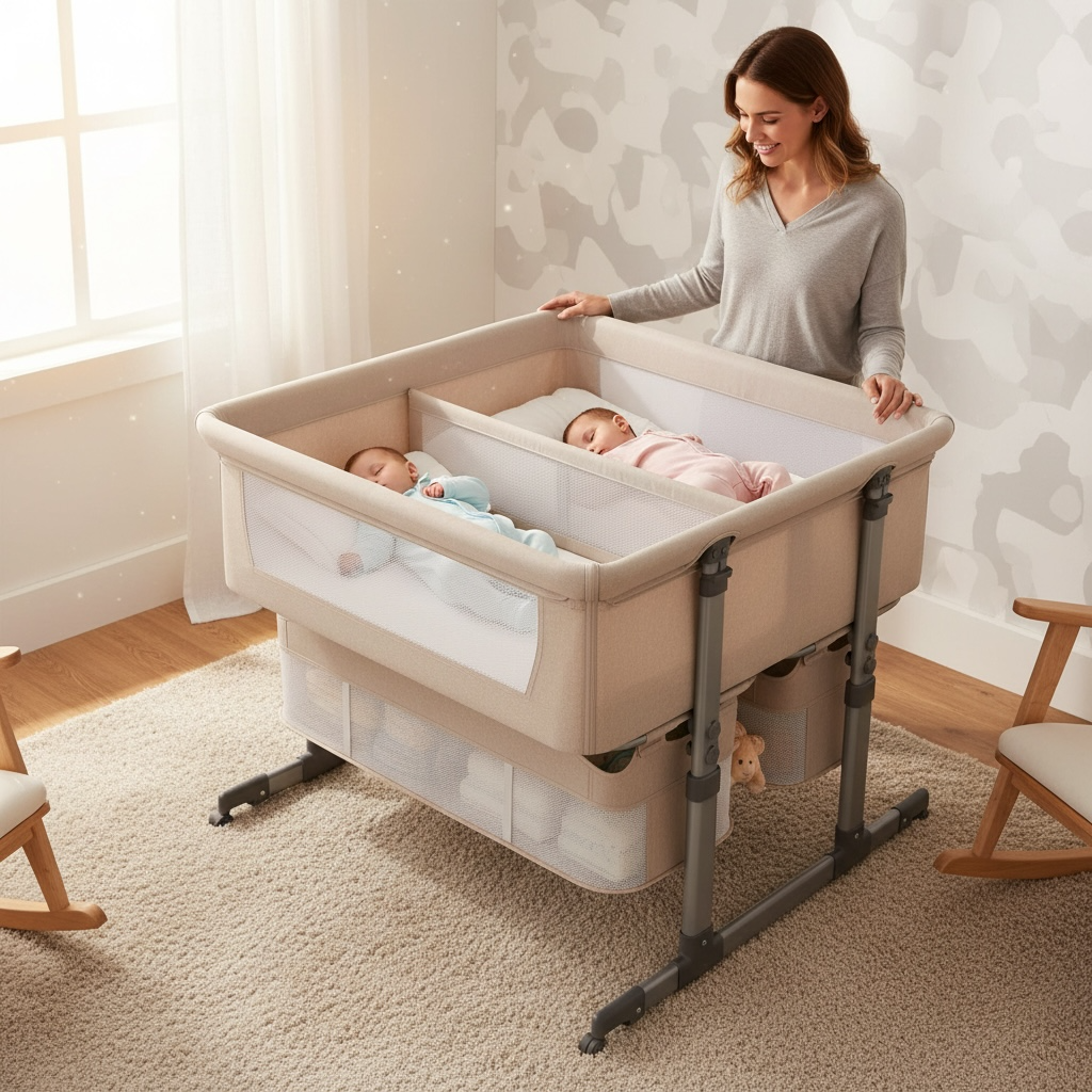 Bedside Bassinet for Twins