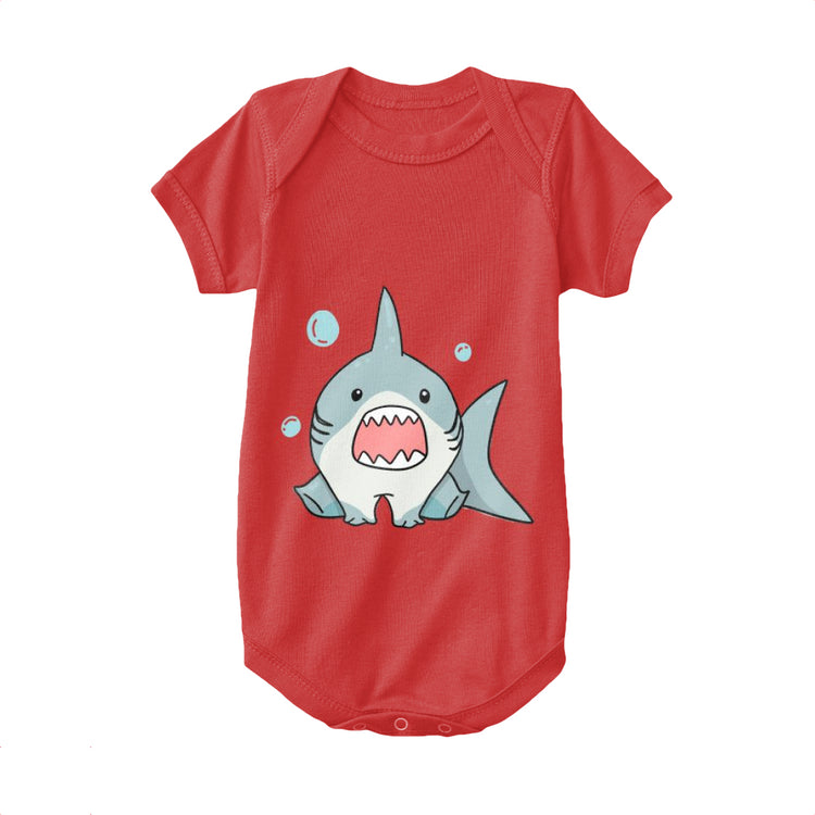 Red,Baby Onesie,Shark,Baby Shark With Mouth Wide Open